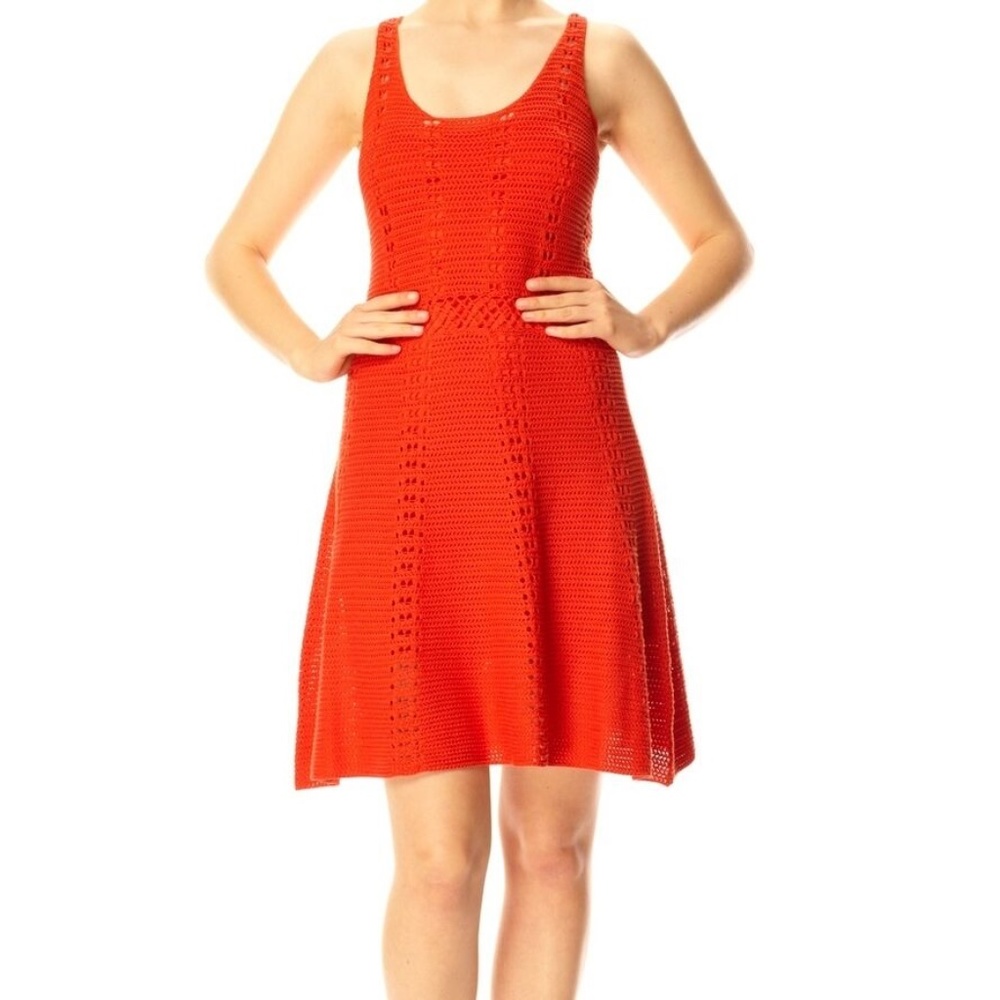 Y2K  French Connection Ingrid Flare Crochet Sweater Dress